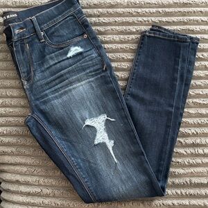 Express Women's Dark Blue Distressed Jeggings
